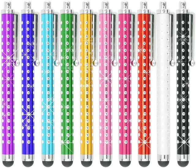 Alt view image 2 of 6 - 10 Pack Bling Metal Stylus Pens - Universal - Compatible with All Capacitive Touchscreen Devices - for iPad, iPhone, Samsung Phones and Tablets, All Android Phones and Tablets and More