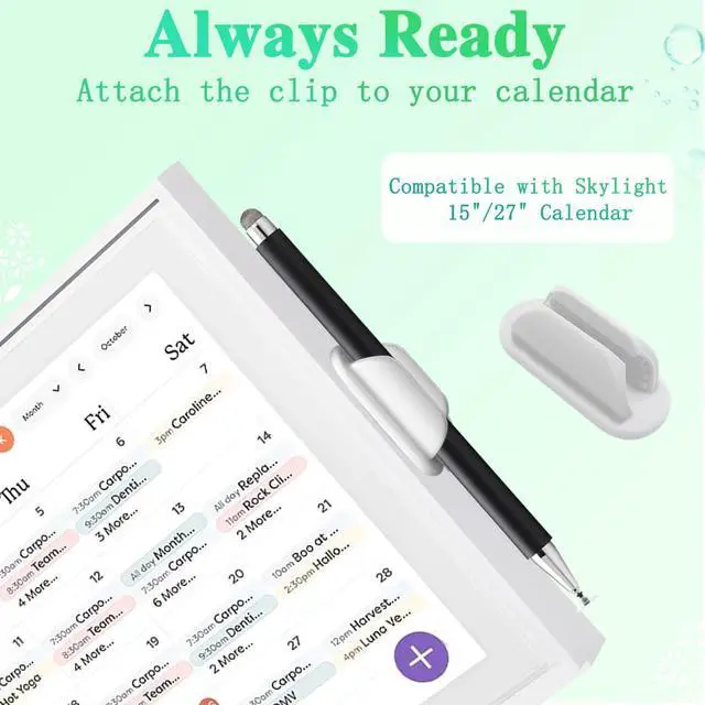 Alt view image 6 of 7 - Stylus and Mount for Nintendo Switch/Skylight Calendars 15/27 Inch, Dual Tip with Mesh and Disc Tip | Magnetic Pen Cap | Flexiple Stylus Holder Mount to Calendar,Capacitive Stylus Pen-Black