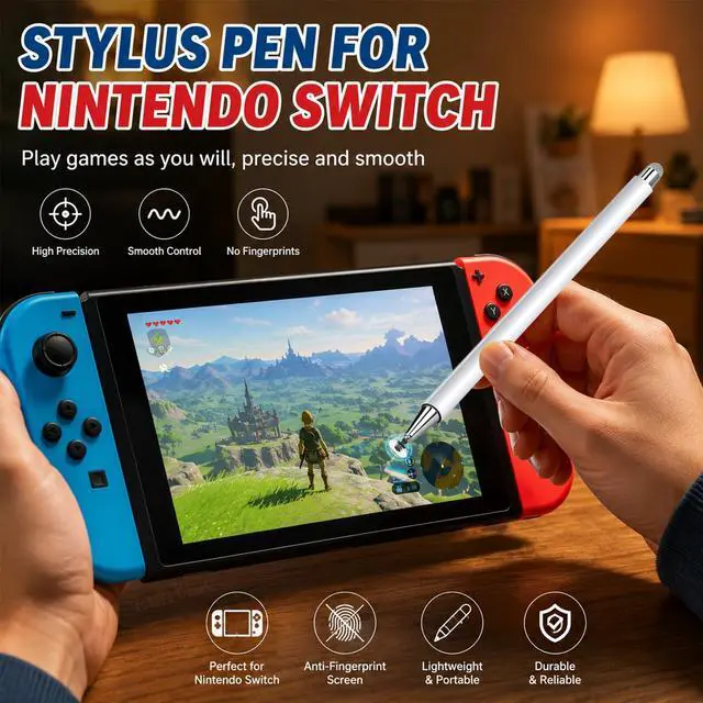 Alt view image 2 of 7 - Stylus and Mount for Nintendo Switch/Skylight Calendars 15/27 Inch, Dual Tip with Mesh and Disc Tip | Magnetic Pen Cap | Flexiple Stylus Holder Mount to Calendar,Capacitive Stylus Pen-Black