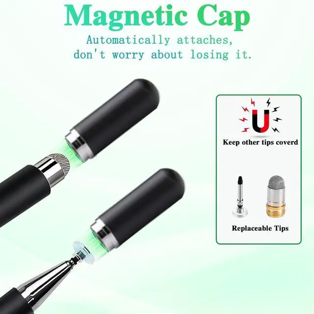 Alt view image 7 of 7 - Stylus and Mount for Nintendo Switch/Skylight Calendars 15/27 Inch, Dual Tip with Mesh and Disc Tip | Magnetic Pen Cap | Flexiple Stylus Holder Mount to Calendar,Capacitive Stylus Pen-Black