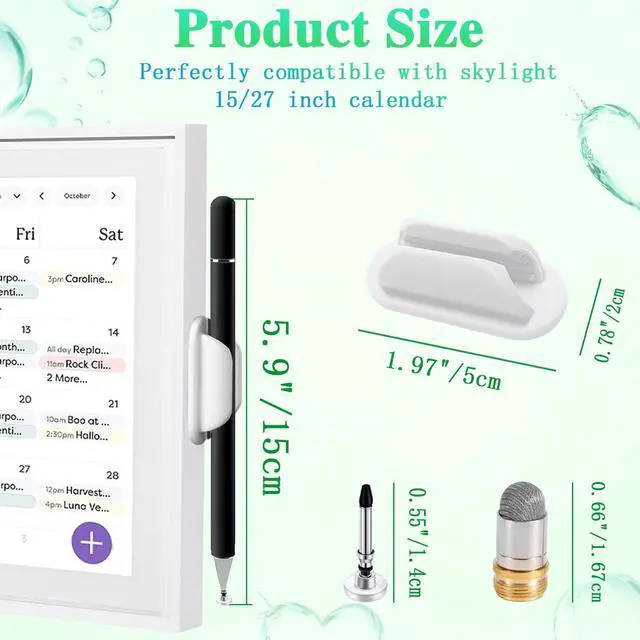 Alt view image 3 of 7 - Stylus and Mount for Nintendo Switch/Skylight Calendars 15/27 Inch, Dual Tip with Mesh and Disc Tip | Magnetic Pen Cap | Flexiple Stylus Holder Mount to Calendar,Capacitive Stylus Pen-Black