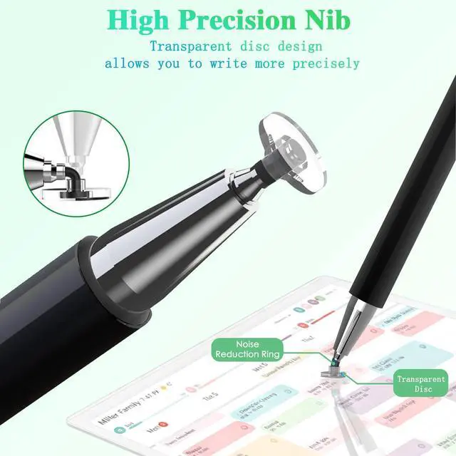 Alt view image 5 of 7 - Stylus and Mount for Nintendo Switch/Skylight Calendars 15/27 Inch, Dual Tip with Mesh and Disc Tip | Magnetic Pen Cap | Flexiple Stylus Holder Mount to Calendar,Capacitive Stylus Pen-Black