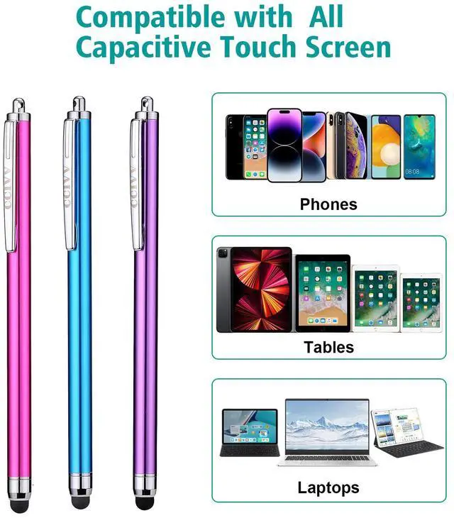 Alt view image 5 of 7 - Stylus Pens for Touch Screens iPad iPhone Kindle Fire (Pink/Purple/Aqua Blue)