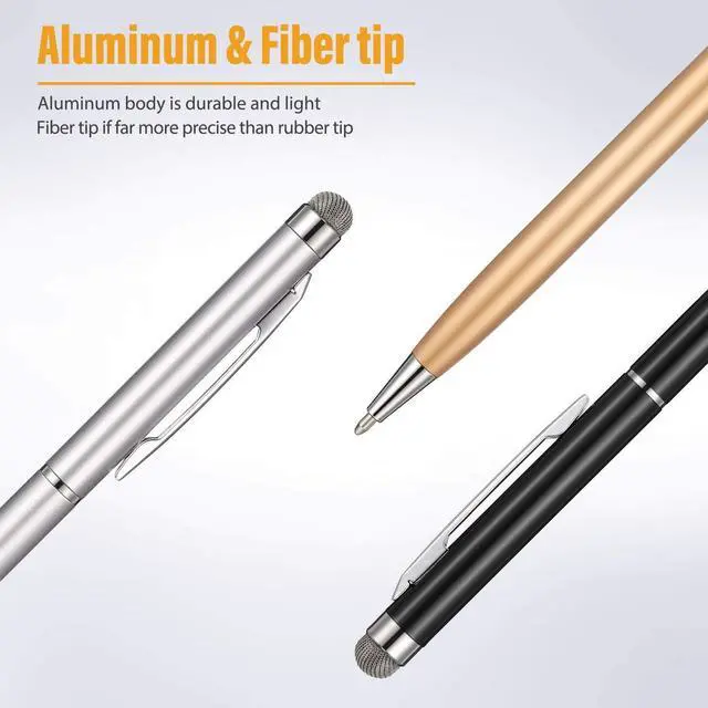 Alt view image 5 of 7 - 12 Pieces Stylus Pens for Touch Screens, Retractable Fiber Tip 2 in 1 Capacitive Stylus Ballpoint Pen Compatible with iPad iPhone Tablets Samsung All Universal Touch Screen Devices
