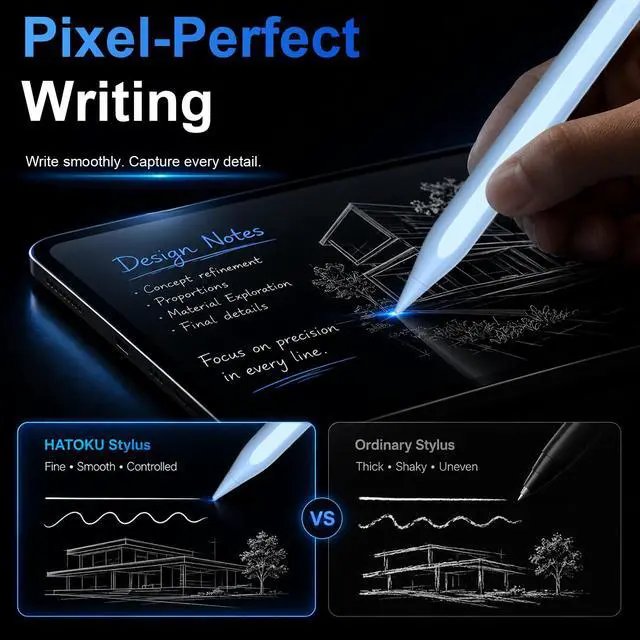 Alt view image 3 of 7 - Stylus Pen for iPad 2018-2026, 15 Min Fast Charge iPad Pencil 1st Gen with Tilt Sensitivity, Palm Rejection, Magnetic Pen for Apple iPad 6-11, Air 3-5/M2/M3, Mini 5-7, Pro 11/12.9"/M4/M5 (Blue)