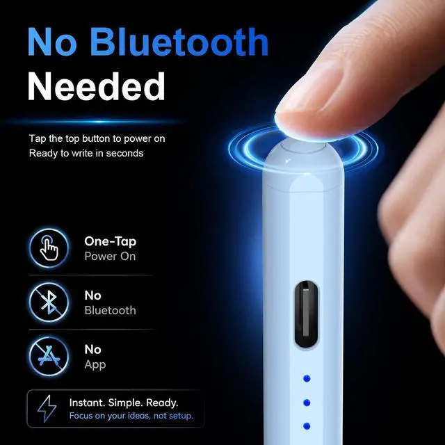Alt view image 6 of 7 - Stylus Pen for iPad 2018-2026, 15 Min Fast Charge iPad Pencil 1st Gen with Tilt Sensitivity, Palm Rejection, Magnetic Pen for Apple iPad 6-11, Air 3-5/M2/M3, Mini 5-7, Pro 11/12.9"/M4/M5 (Blue)