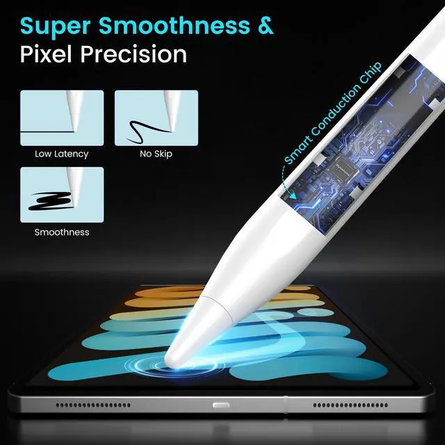 Alt view image 2 of 5 - Stylus Pen for iPad(2018-2026),35H Long Battery iPad Pencil,Tilt Sensitivity&Palm Rejection,Magnetic Pencil for iPad A16/11/10/9/8/7/6th,Pro11/12.9"/13" M4,Air3/4/5/M2/M3,Mini7/6/5