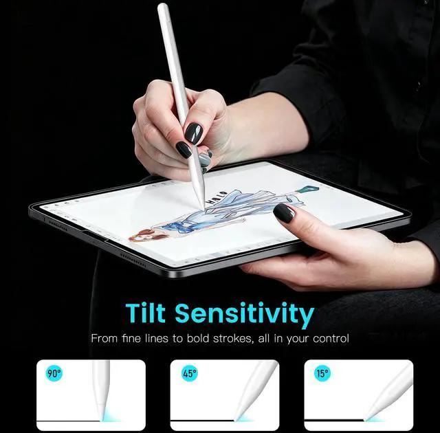 Alt view image 4 of 5 - Stylus Pen for iPad(2018-2026),35H Long Battery iPad Pencil,Tilt Sensitivity&Palm Rejection,Magnetic Pencil for iPad A16/11/10/9/8/7/6th,Pro11/12.9"/13" M4,Air3/4/5/M2/M3,Mini7/6/5