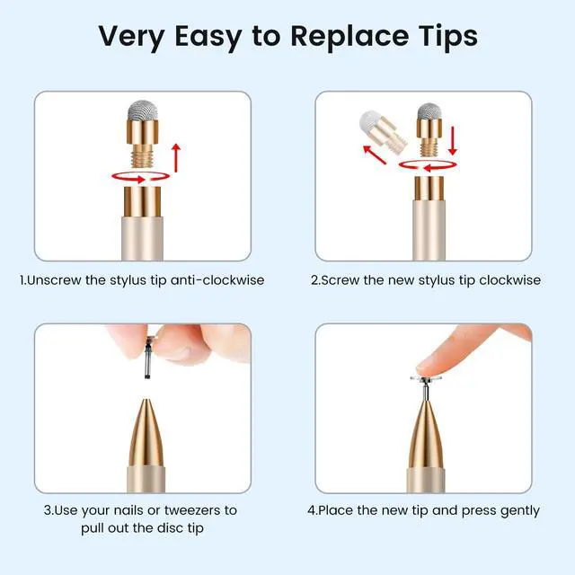 Alt view image 6 of 7 - Universal Stylus Pen for Touchscreen iPhone iPad Android Tablet Apple Kindle Switch 2 Chromebook Galaxy All Touch Screens, 2-in-1 High Sensitivity Fiber & Disc Stylus Pens Magnetic Cap