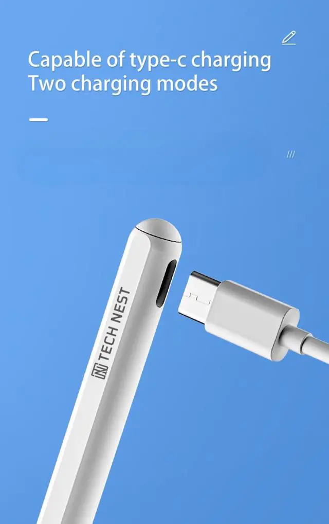 Alt view image 3 of 6 - Stylus Pen for iPad (2018-2025) - Fast Charge, Tilt Sensitivity, Palm Rejection, Apple Pencil Compatible with Apple iPad Pro 11"/12.9"/M4, iPad Air 3/4/5/M2/M3, iPad mini 5/6 Gen-White