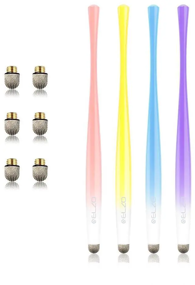 Alt view image 6 of 7 - Capacitive Stylus Pens Premium Metal Slim Combo 4 Pack Tips for All Touch Screens iPad & Android Tablets DELL/Samsung/HP/Asus/Surface/Samsung/iPhone/LG (Blue/Purple/Yellow/Pink)