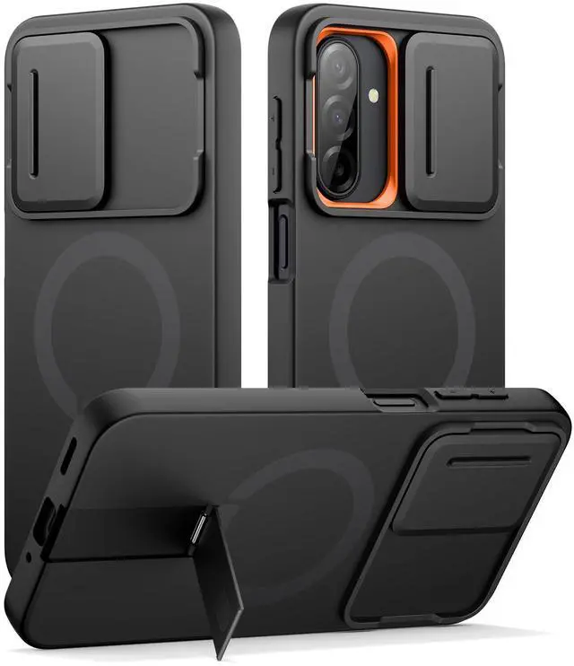 Main image of for Samsung Galaxy A17/A26 5G Case, Compatible with MagSafe, Shockproof Bumper Cover Slim Magnetic Protective Cases with Camera Cover & Adjustable Metal Kickstand for Galaxy A17/A26 5G, Black