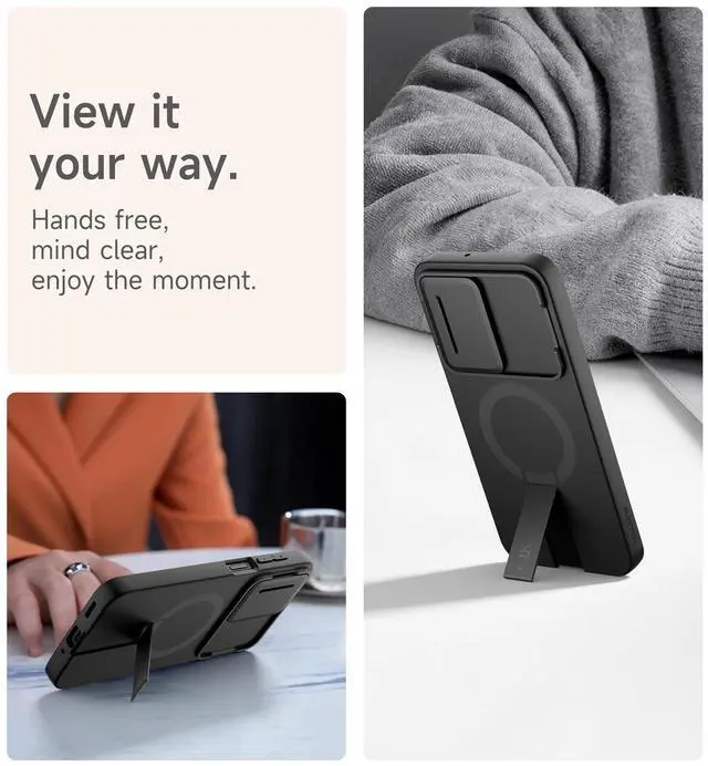 Alt view image 3 of 7 - for Samsung Galaxy A17/A26 5G Case, Compatible with MagSafe, Shockproof Bumper Cover Slim Magnetic Protective Cases with Camera Cover & Adjustable Metal Kickstand for Galaxy A17/A26 5G, Black