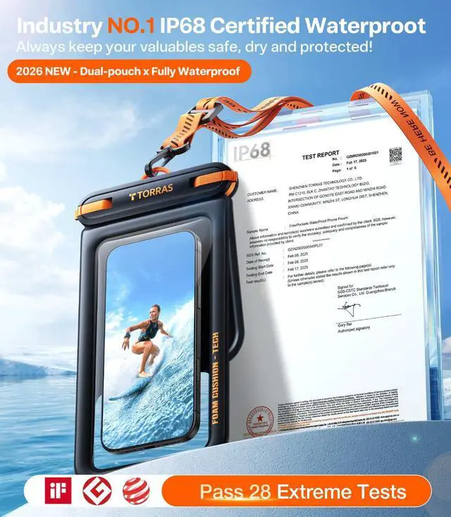 Alt view image 3 of 7 - IP68 Waterproof Phone Pouch Double Space, Floating Waterproof Phone Case with Lanyard for iPhone 17 Pro Max 16 15 14 S26 S25, Phone Dry Bag Vacation Cruise Ship Travel Essentials 7.0'', Black