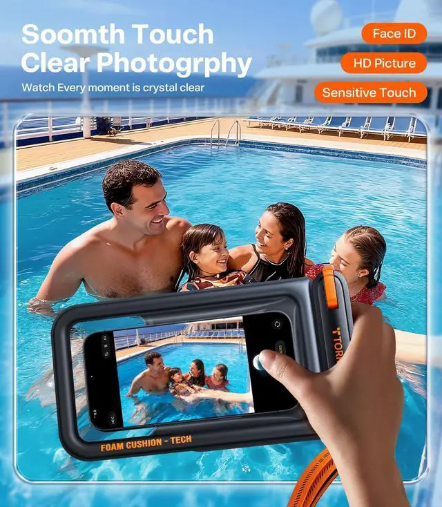 Alt view image 6 of 7 - IP68 Waterproof Phone Pouch Double Space, Floating Waterproof Phone Case with Lanyard for iPhone 17 Pro Max 16 15 14 S26 S25, Phone Dry Bag Vacation Cruise Ship Travel Essentials 7.0'', Black