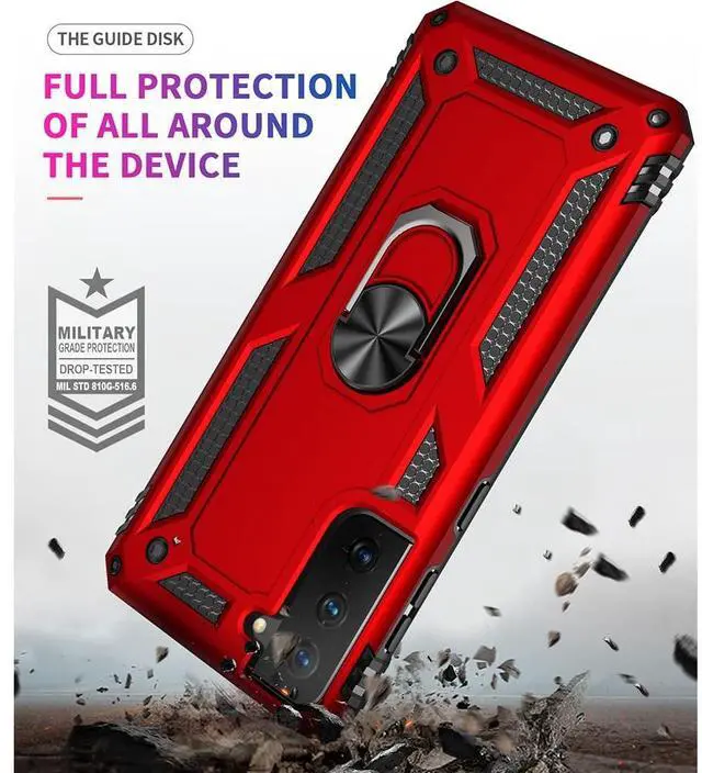 Alt view image 3 of 6 - for Galaxy S21 FE 5G Case: Samsung Galaxy S21 FE 5G Case with HD Screen Protector, Military Grade Protective Cases with Ring for Samsung S21 FE (Red)