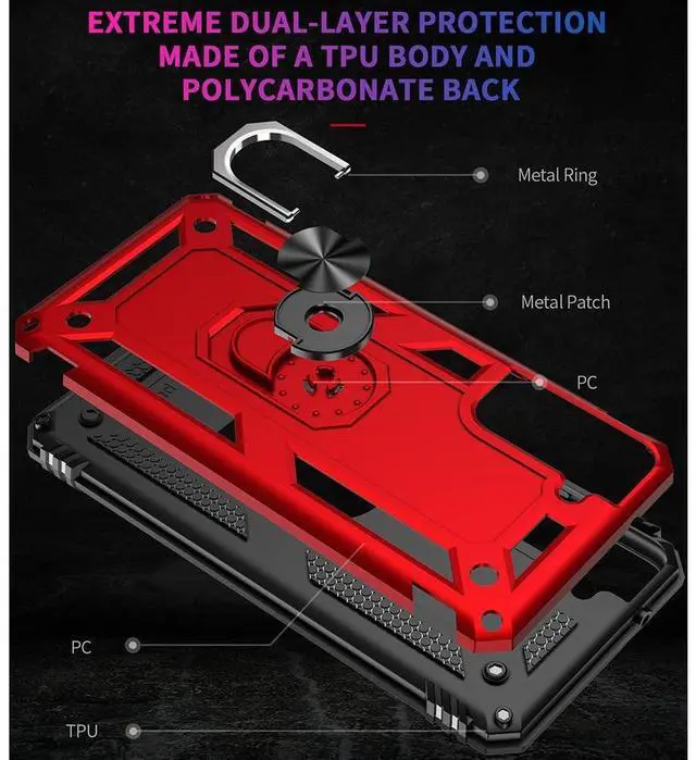 Alt view image 4 of 6 - for Galaxy S21 FE 5G Case: Samsung Galaxy S21 FE 5G Case with HD Screen Protector, Military Grade Protective Cases with Ring for Samsung S21 FE (Red)