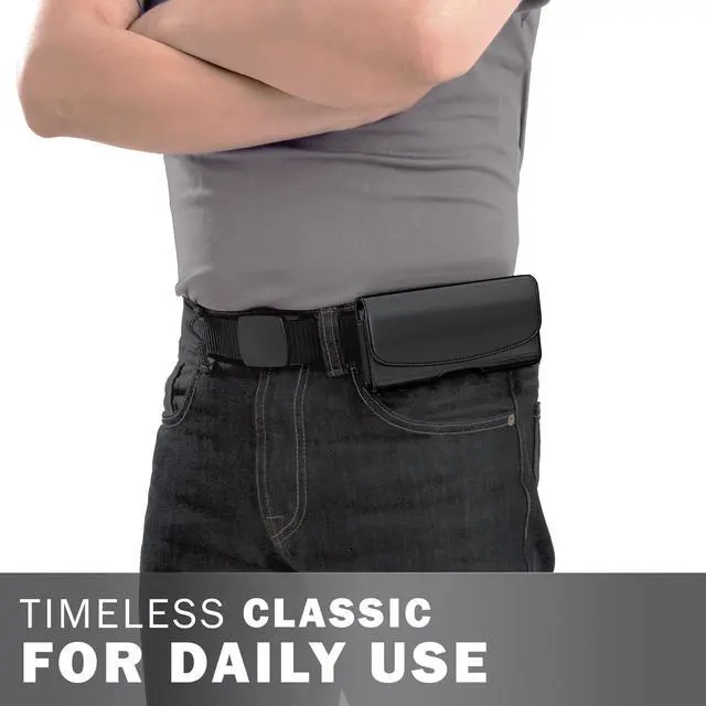 Alt view image 4 of 6 - Holster for iPhone Pro Max & Plus Models Only (17,16,15,14,13,12,11,Xs Max) Premium Cell Phone Case with Belt Clip, ID Card Pouch Holder Cover, Black