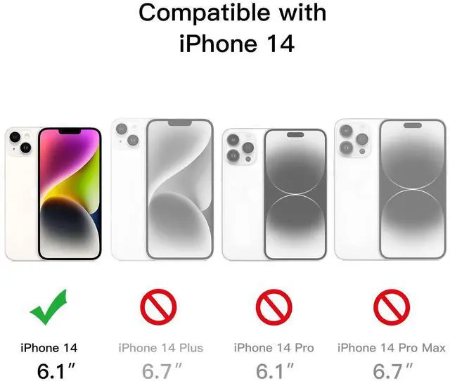Alt view image 2 of 7 - Case for iPhone 14 6.1-Inch with Built-in Tempered Glass Screen Protector, Camera Full Cover All-Around Protection, Shockproof Bumper Phone Cover Clear Back, HD Film (Black)