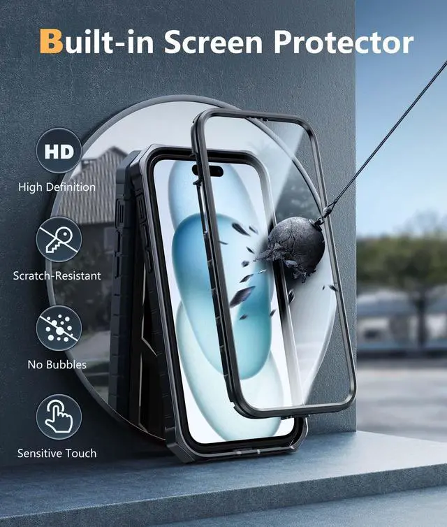 Alt view image 4 of 7 - for iPhone 15 Plus Case: for iPhone 14 Plus Case Military Grade Rugged Cell Phone Cover with Kickstand | Shockproof TPU Protection Bumper Matte Textured Design 6.7 inch (Black)