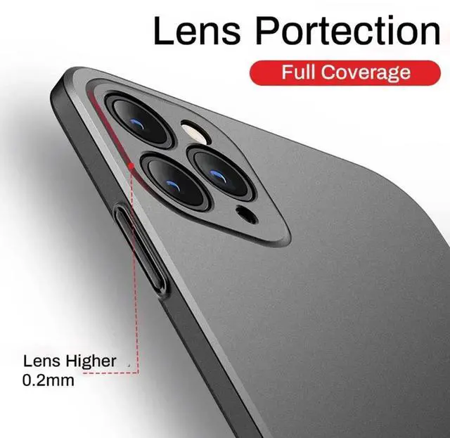 Alt view image 3 of 7 - Compatible with iPhone Case,Luxury Matte Hard PC Slim Fit Ultra Thin Lightweight Camera Lens Protection Soft Shockproof Cover Phone Case (Grey, iPhone 12)