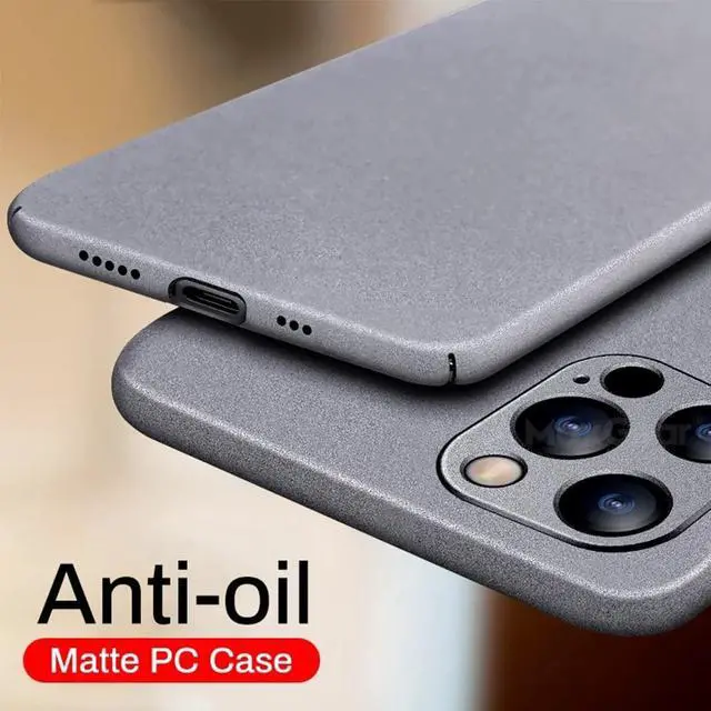 Alt view image 4 of 7 - Compatible with iPhone Case,Luxury Matte Hard PC Slim Fit Ultra Thin Lightweight Camera Lens Protection Soft Shockproof Cover Phone Case (Grey, iPhone 12)