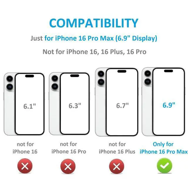 Alt view image 2 of 7 - Compatible with iPhone 16 Pro Max Wallet Case with Card Holder, PU Leather Kickstand Card Slots Case, Double Magnetic Clasp and Durable Shockproof Cover 6.9 Inch (Black)