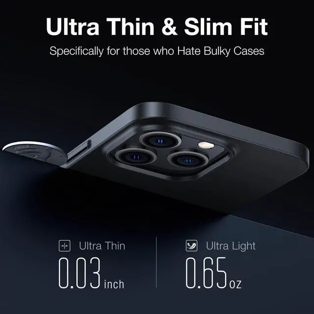 Alt view image 2 of 6 - Slim Fit Designed for iPhone 14 Pro Max Case 6.7 inch, Ultra-Thin 14 Pro Max Case 2022, Lightweight Hard PC Cover Phone Cases, Black, OriginFit