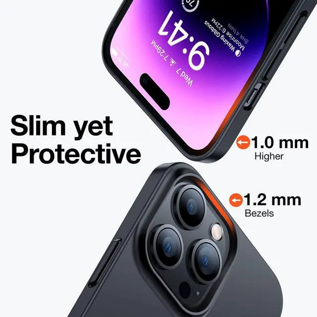 Alt view image 3 of 6 - Slim Fit Designed for iPhone 14 Pro Max Case 6.7 inch, Ultra-Thin 14 Pro Max Case 2022, Lightweight Hard PC Cover Phone Cases, Black, OriginFit