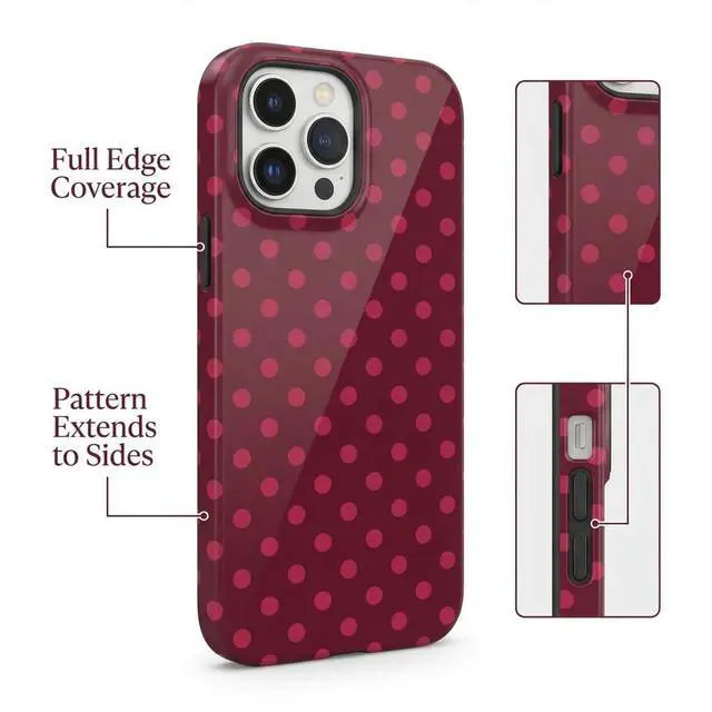 Alt view image 4 of 7 - Magnetic Phone Case for iPhone 13-17, Glossy Pink Polka Dot TPU+PC Cover, Includes 2X Soft Film Protectors, Compatible with MagSafe