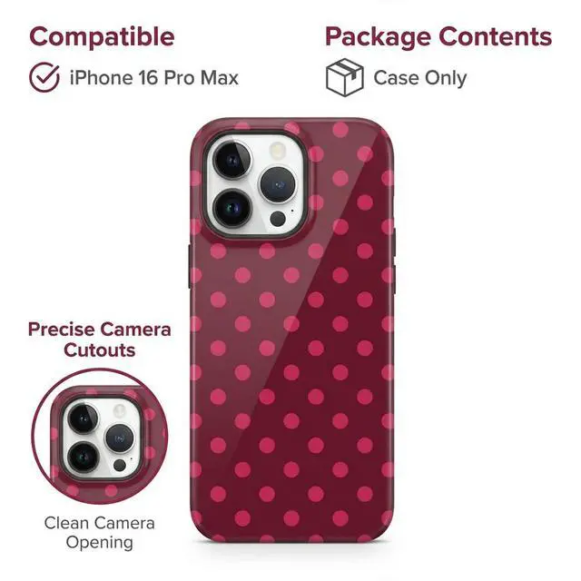 Alt view image 5 of 7 - Magnetic Phone Case for iPhone 13-17, Glossy Pink Polka Dot TPU+PC Cover, Includes 2X Soft Film Protectors, Compatible with MagSafe