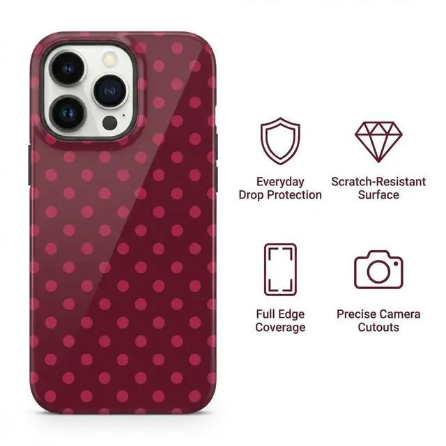 Alt view image 6 of 7 - Magnetic Phone Case for iPhone 13-17, Glossy Pink Polka Dot TPU+PC Cover, Includes 2X Soft Film Protectors, Compatible with MagSafe