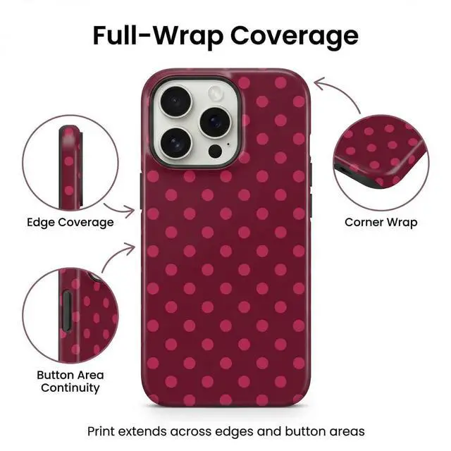 Alt view image 7 of 7 - Magnetic Phone Case for iPhone 13-17, Glossy Pink Polka Dot TPU+PC Cover, Includes 2X Soft Film Protectors, Compatible with MagSafe