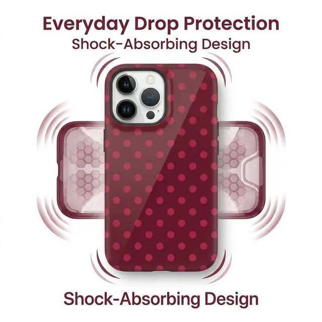Alt view image 3 of 7 - Magnetic Phone Case for iPhone 13-17, Glossy Pink Polka Dot TPU+PC Cover, Includes 2X Soft Film Protectors, Compatible with MagSafe