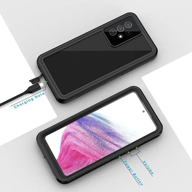 Alt view image 6 of 7 - for Samsung Galaxy A53 5G Case, IP68 Waterproof Dustproof with Built-in Screen Protector, Heavy Duty Full Body Protective Phone Case for Samsung A53 5G, Black/Clear