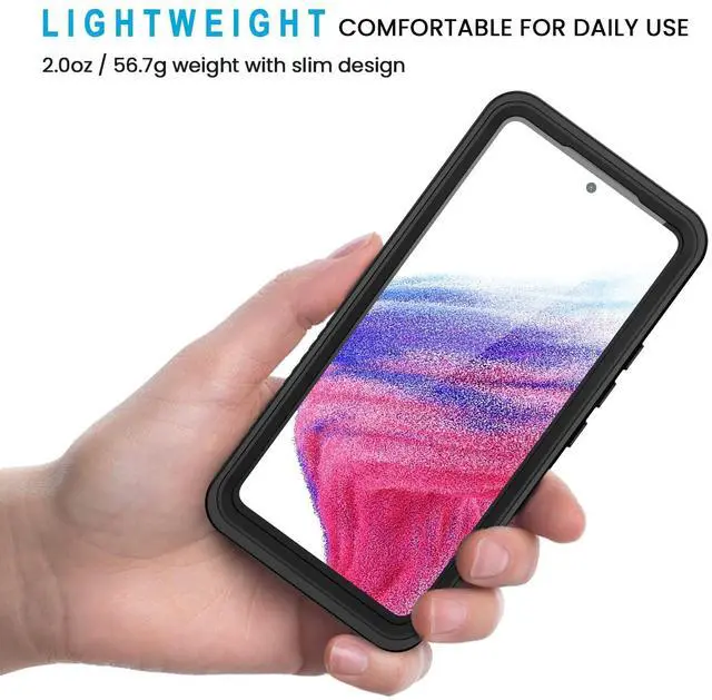 Alt view image 3 of 7 - for Samsung Galaxy A53 5G Case, IP68 Waterproof Dustproof with Built-in Screen Protector, Heavy Duty Full Body Protective Phone Case for Samsung A53 5G, Black/Clear