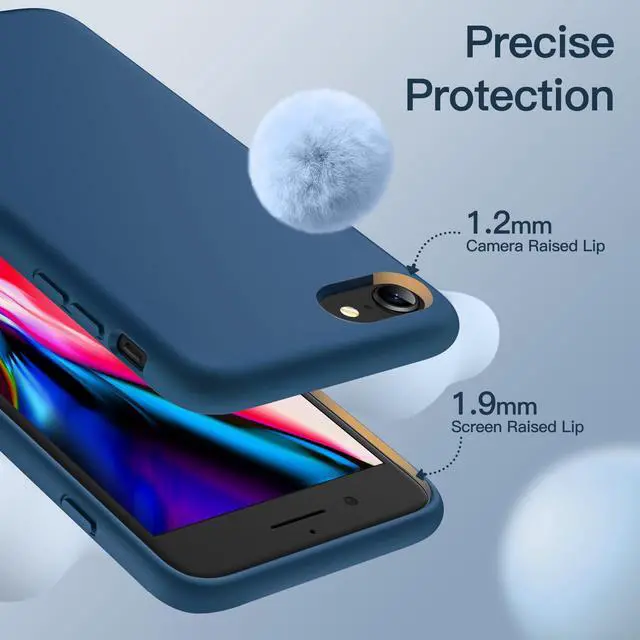 Alt view image 5 of 6 - Silicone Case for iPhone SE 3/2 (2022/2020 Edition), iPhone 8 and iPhone 7, 4.7-Inch, Silky-Soft Touch Full-Body Protective Case, Shockproof Cover with Microfiber Lining (Cobalt Blue)