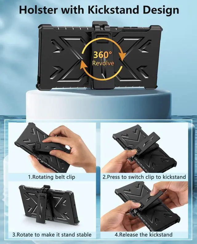 Alt view image 4 of 7 - for Samsung Galaxy S22 Ultra Case: Built-in Screen Protector & Kickstand & Belt-Clip Holster, Full-Body Dual Layer Rugged Heavy Duty Shockproof Protective Phone Cover-Black