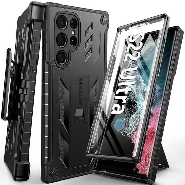 Main image of for Samsung Galaxy S22 Ultra Case: Built-in Screen Protector & Kickstand & Belt-Clip Holster, Full-Body Dual Layer Rugged Heavy Duty Shockproof Protective Phone Cover-Black