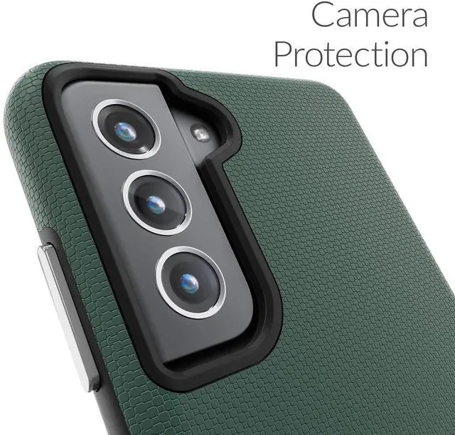 Alt view image 3 of 6 - for Galaxy S21 FE Case, Shockproof Protection Dual Layer for Samsung Galaxy S21 FE 5G (6.4 inch) - Forest Green