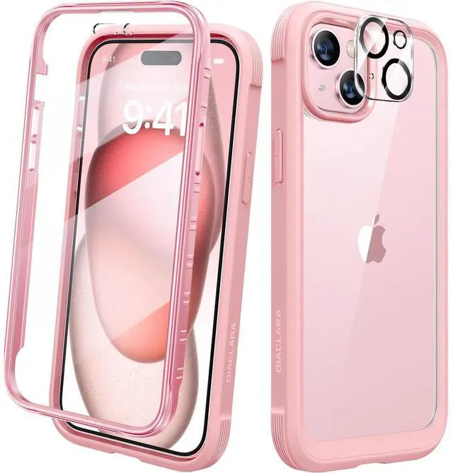 Main image of Designed for iPhone 15 Case, Full Body Rugged Case with Built-in Touch Sensitive Anti-Scratch Screen Protector, with Camera Lens Protector for iPhone 15 6.1" (Coral Pink)