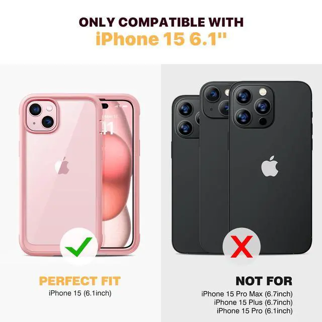 Alt view image 2 of 6 - Designed for iPhone 15 Case, Full Body Rugged Case with Built-in Touch Sensitive Anti-Scratch Screen Protector, with Camera Lens Protector for iPhone 15 6.1" (Coral Pink)