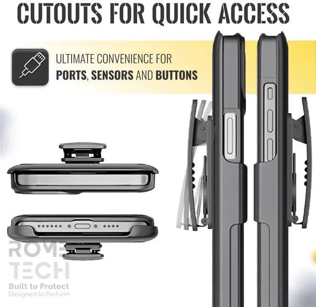 Alt view image 4 of 6 - Designed for iPhone 13 Case with Belt Clip Holster - Kickstand Cover Phone Case - Black