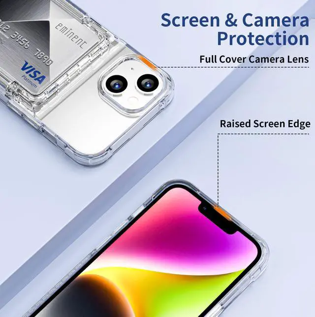 Alt view image 5 of 7 - for iPhone 15 Plus Case Wallet iPhone 14 Plus Case Clear Protective Case Credit Card Holder Heavy Duty Shockproof Anti-Scratch Anti-Yellow Cover for iPhone 14 Plus 15 Plus 6.7 inch Transparent