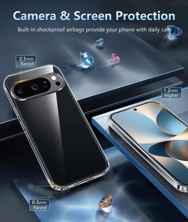 Alt view image 4 of 7 - for Google Pixel-10-Pro XL Case: Clear Pixel 9 Pro XL Phone Cases with Screen Protector Slim Rugged Cell Cover Transparent Anti Yellowing Shockproof Protective (Clear)