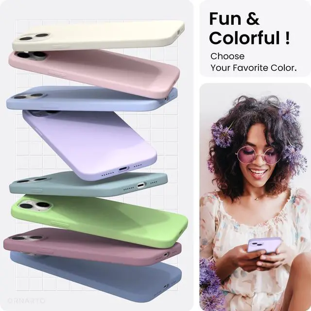 Alt view image 4 of 7 - Compatible with iPhone 14 Plus Case 6.7, Slim Liquid Silicone 3 Layers Full Covered Soft Gel Rubber Phone Case Protective Cover 6.7 Inch-Pastel Lilac
