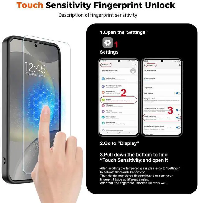 Alt view image 4 of 7 - Magnetic for Samsung Galaxy S24 Case / S25 Case with Screen Protector, (Built-in Magnets) (Military Grade Drop Protection) Slim Translucent Shockproof Phone Case,Black