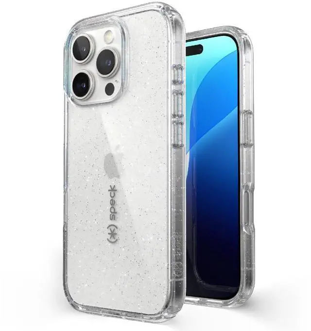 Main image of Clear iPhone 16 Pro Case - Slim Phone Case - GemShell - Clear/Platinum Glitter