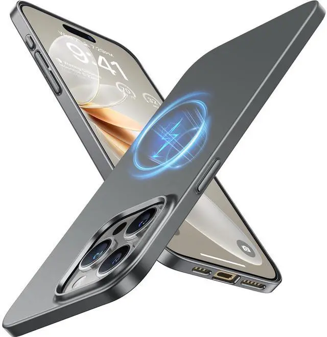 Main image of Magnetic Slim-Fit for iPhone 15 Pro Max Case, Ultra-Thin 15 ProMax Phone Case Compatible with MagSafe, Lightweight Anti-Scratch Matte Hard iPhone 15 ProMax Case 6.7 inch OriginFit, Grey
