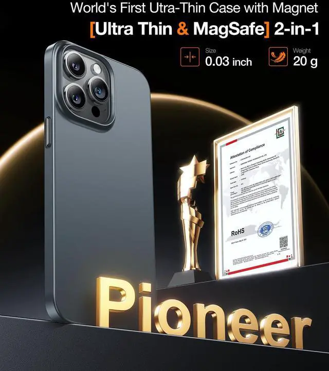 Alt view image 2 of 7 - Magnetic Slim-Fit for iPhone 15 Pro Max Case, Ultra-Thin 15 ProMax Phone Case Compatible with MagSafe, Lightweight Anti-Scratch Matte Hard iPhone 15 ProMax Case 6.7 inch OriginFit, Grey